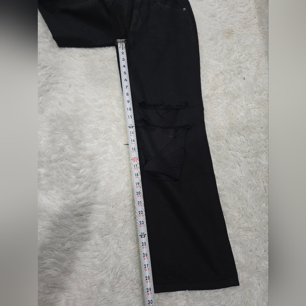 HIDDEN High-Rise Black Wide Leg Jeans with Knee Distress - Picture 6 of 6